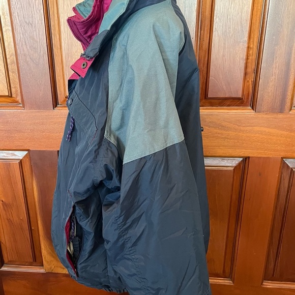 Columbia Mens L Powder Keg 3 in 1 Navy Blue Green Purple Lined Jacket Coat - Picture 3 of 16